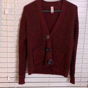 Maroon Oversized Cardigan